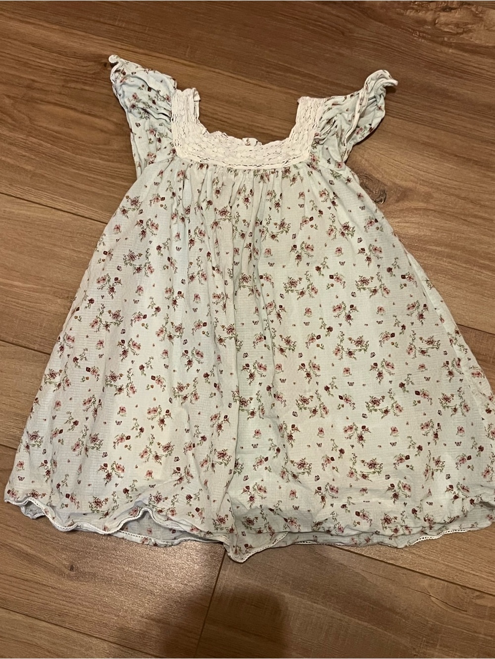 Jamie Kay Willow Light Floral Baby Dress in Pale Blue with Pink Roses